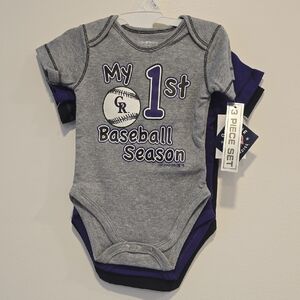 Colorado Rockies 3 Pack Set Of Onesies, Size 3/6 Months, NWT